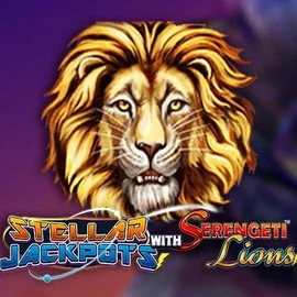 Stellar Jackpots with Serengeti Lions online game logo by Lightning Box Game on goldenspandacasino.nl